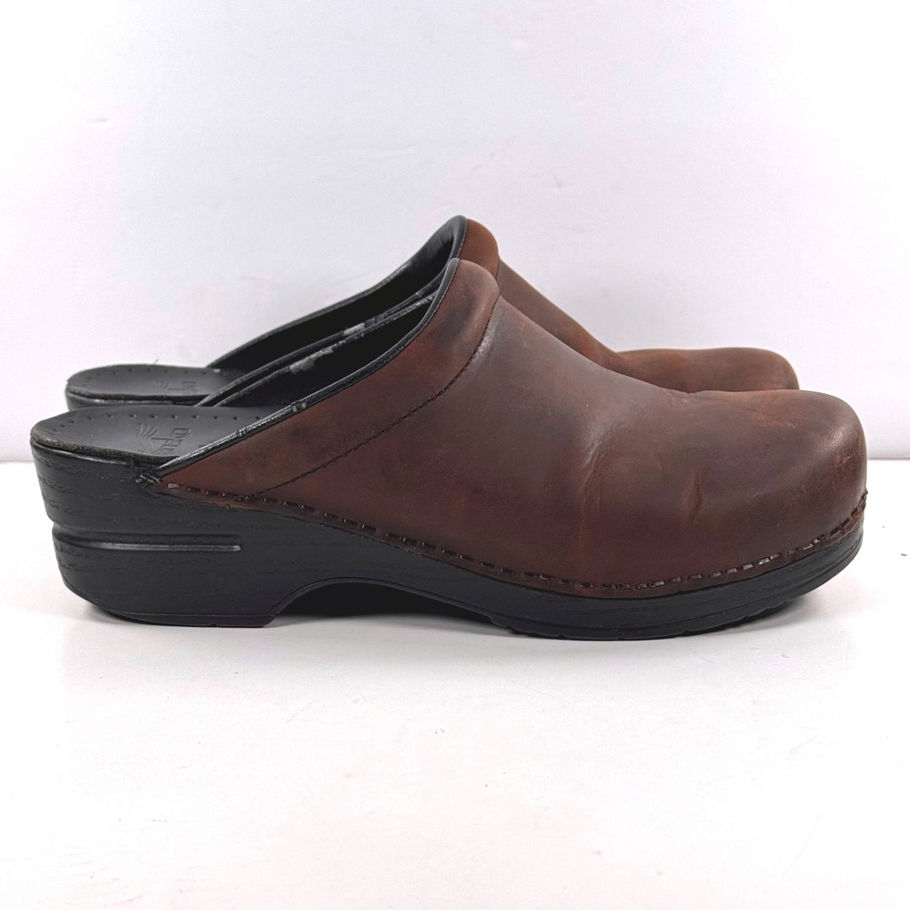Dansko Professional Leather Clogs Brown Open Back Mules 247780202 Women's 9.5-10
